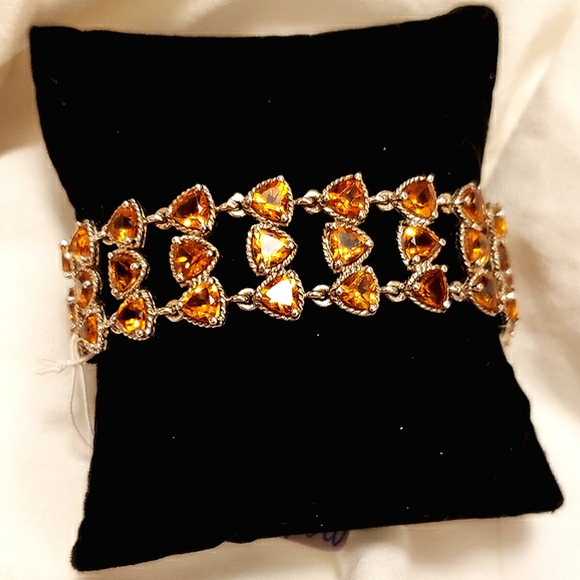 BONUS INC! Size 7 inch, Madeira Citrine Bracelet, 925 Silver, 35 grams, 22.7 tgw - Picture 1 of 12